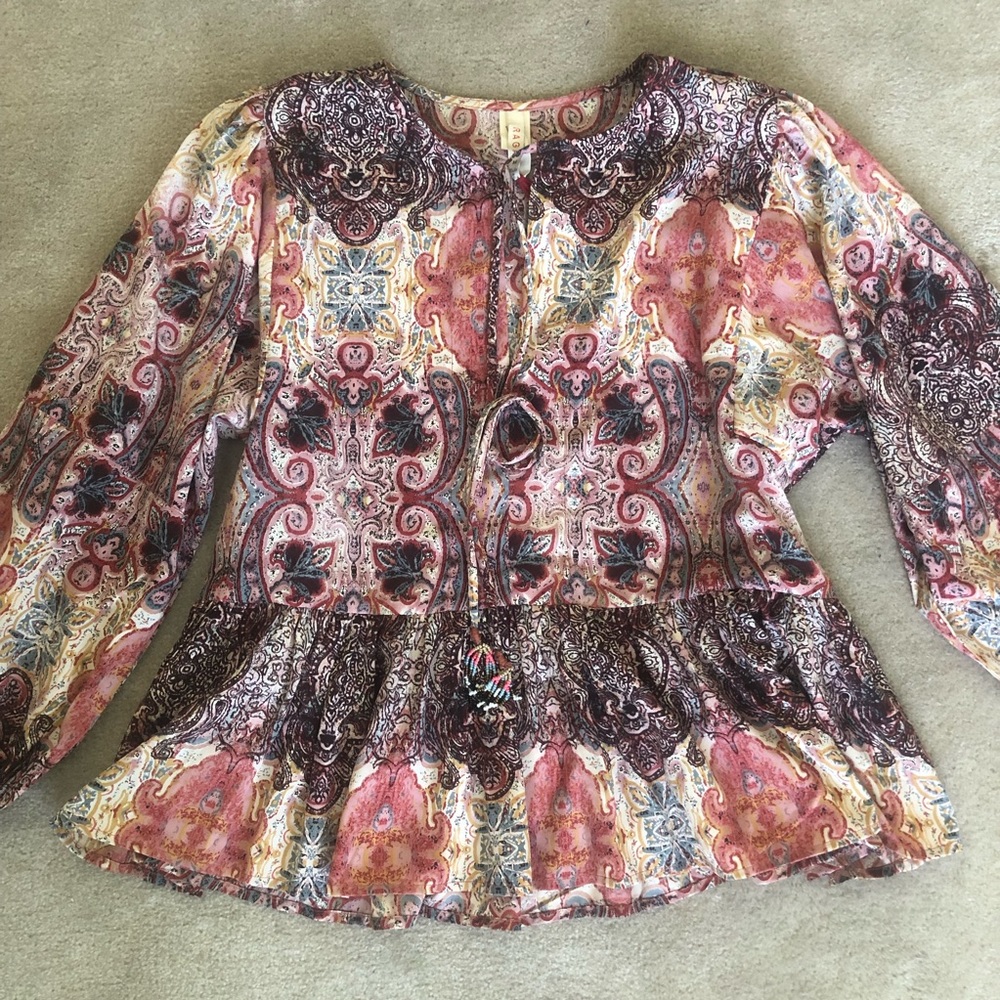 Anthropologie RAGA patterned blouse size medium